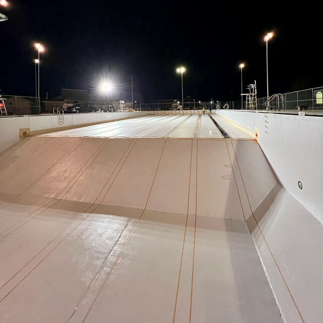ToppenisToppenish city pool resurfacing, in progress, night